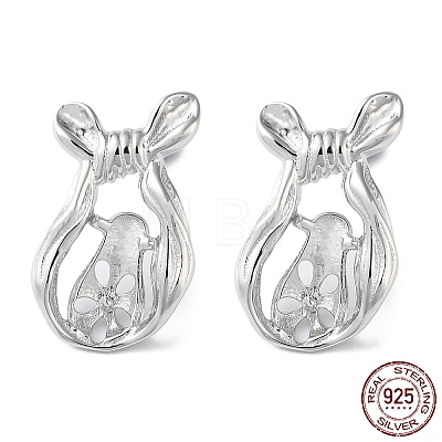 Rhodium Plated 925 Sterling Silver Stud Earring Settings STER-M115-01P-1