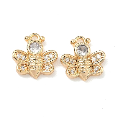 Brass Micro Pave Clear Cubic Zirconia Pendants KK-B172-20G-1