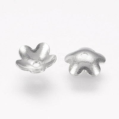 304 Stainless Steel 5-Petal Flower Bead Caps STAS-J011-02-1
