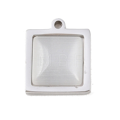 303 Stainless Steel Pave Cat Eye Pendants STAS-K325-05P-02-1