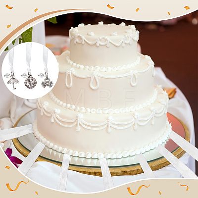 12Pcs 12 Style Wedding Cake Charms for Bridesmaids BJEW-AB00015-1