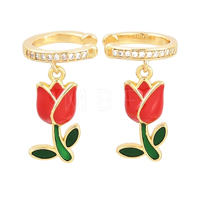 Valentine's Day Brass Clear Cubic Zirconia Cuff Earrings EJEW-Z164-09G-01-1