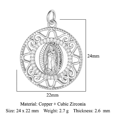 Religion Jewelry Brass Micro Pave Cubic Zirconia Pendants PW-WG6AA9C-01-1