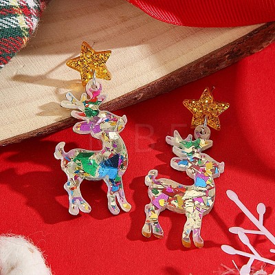 Christmas Acrylic Dangle Stud Earrings FS-WGDC115-03-1