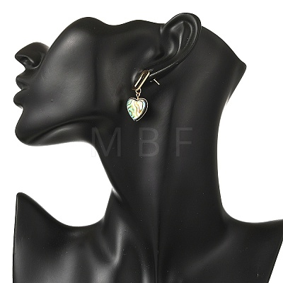 Heart Abalone Shell/Paua Shell Beads Dangle Stud Earrings EJEW-JE07317-1