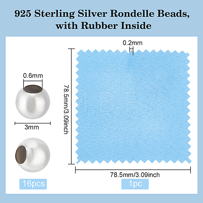 BENECREAT 16Pcs 925 Sterling Silver Rondelle Beads STER-BC0001-86-1
