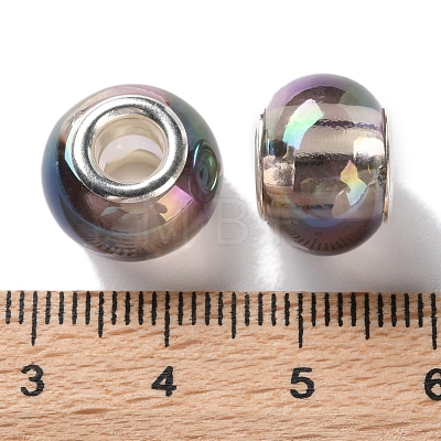 Shell Transparent Brass Cores Acrylic European Beads OACR-M024-07S-02-1