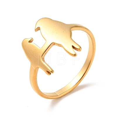 Ion Plating(IP) 201 Stainless Steel Double Birds Finger Ring for Women RJEW-G266-32G-1