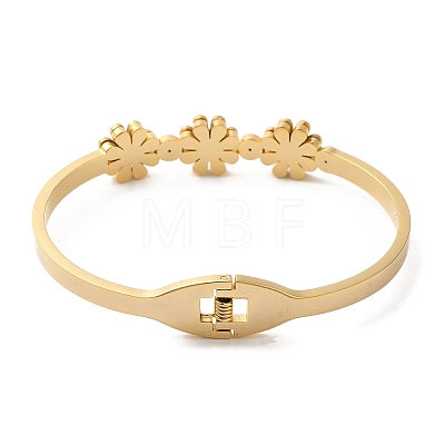 Adjustable Flower Vacuum Plating 304 Stainless Steel Bangles for Women BJEW-F474-10G-1