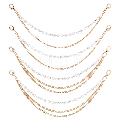 4Pcs 2 Styles Alloy & Imitation Pearl Three-layer Boot Strap Chains AJEW-ME0003-09-1
