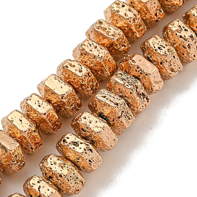 Electroplated Natural Lava Rock Beads Strands G-I360-G01-1