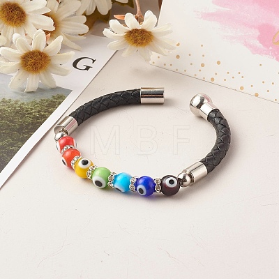 Handmade Evil Eye Lampwork Beads Beaded Bracelets BJEW-JB06373-1