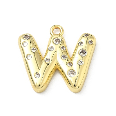 Brass Micro Pave Clear Cubic Zirconia Pendants KK-I476-02G-W-1