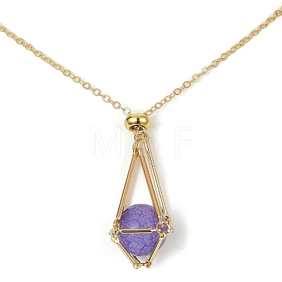 Brass Macrame Pouch Empty Stone Holder for Pendant Necklaces Making NJEW-TA00112-01-1