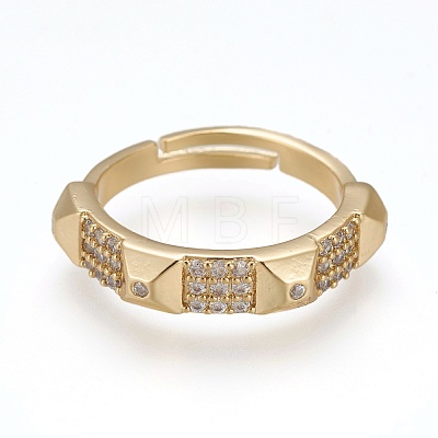 Adjustable Brass Micro Pave Clear Cubic Zirconia Finger Rings RJEW-Z003-05G-1