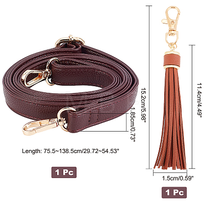 CHGCRAFT 2Pcs 2 Styles PU Leather Tassel Pendants and Imitation Leather Bag Straps FIND-CA0004-04-1