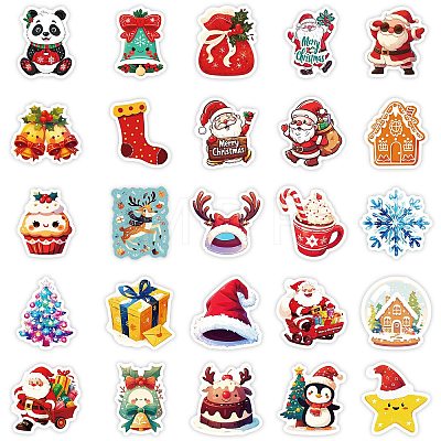 50Pcs Christmas Theme Cartoon Paper Stickers DIY-P085-05-1