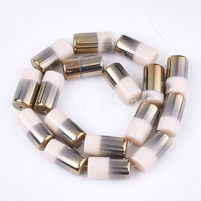 Half Electroplate Opaque Glass Beads Strands EGLA-S177-02C-1