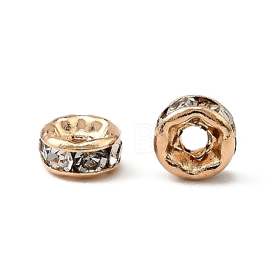 Rack Plating Brass Crystal Rhinestone Rondelle Space Beads RB-D303-KCG-1