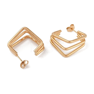 PVD Vacuum Plating 201 Stainless Steel Rhombus Stud Earrings EJEW-I309-72G-01-1