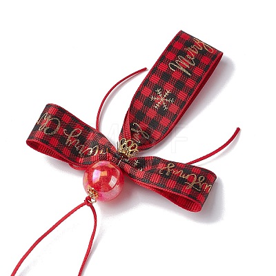 Christmas Polyester Grosgrain Cross Pendant Decorations HJEW-JM02609-01-1