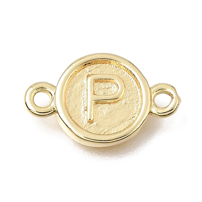 Brass Disc with Initial Links Connector Charms KK-E802-36G-P-1