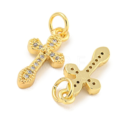 Rack Plating Brass Micro Pave Clear Cubic Zirconia Pendants KK-B093-06G-1