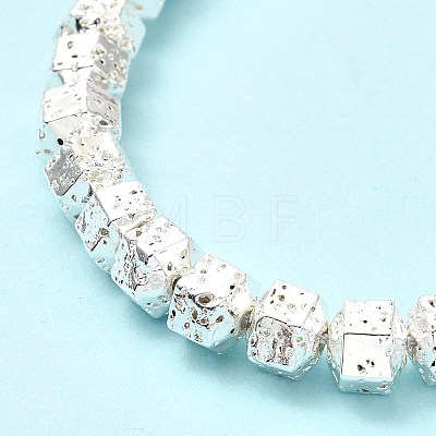 Electroplated Natural Lava Rock Beads Strands G-G984-05S-1