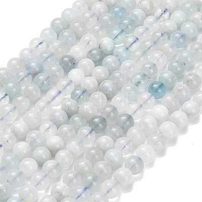 Natural Aquamarine Beads Strands G-F826-B01-6mm-1