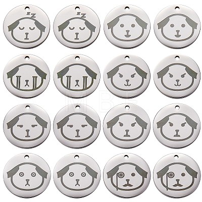 16Pcs 8 Style Stainless Steel Pendants STAS-SZ0002-01-1