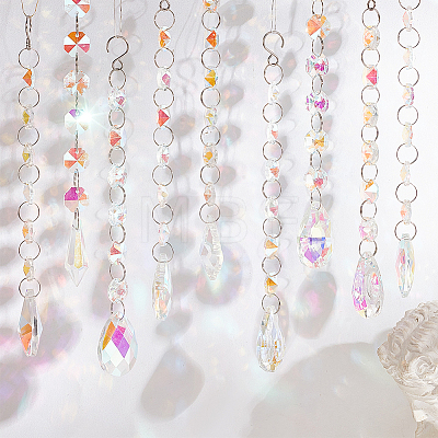 9Pcs 9 Style AB Color Faceted Glass Suncatchers HJEW-GL0001-05-1