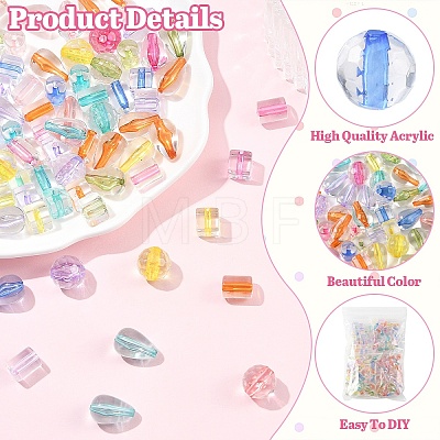 240Pcs 4 Styles Transparent Acrylic Beads TACR-YW0003-47-1