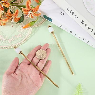 2Pcs Brass Hair Sticks OHAR-WR00003-1