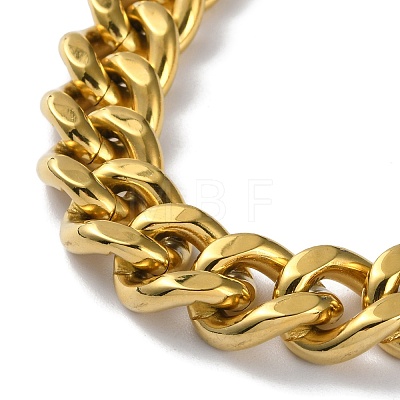 Ion Plating(IP) 304 Stainless Steel Cuban Link Chain Necklaces NJEW-P288-18G-1