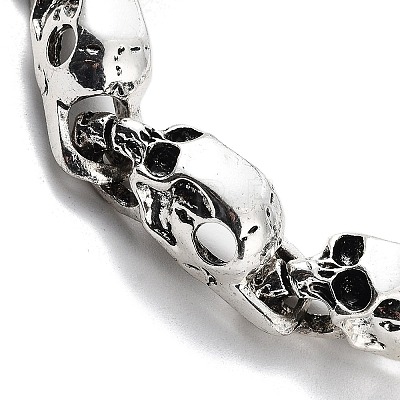 Retro Alloy Skull Link Chains Bracelets for Women Men BJEW-L684-003AS-1