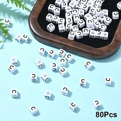 Acrylic Horizontal Hole Letter Beads OACR-YW0002-08C-1