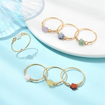 Natural Gemstone Beads Finger Rings RJEW-JR01041-1