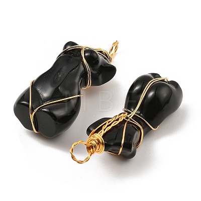 Natural Obsidian Pendants G-K338-30G-07-1