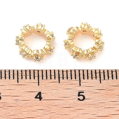 Brass Micro Pave Clear Cubic Zirconia European Beads KK-B102-35G-1