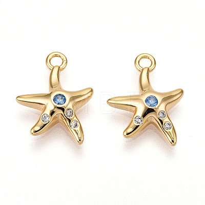 Brass Micro Pave Cubic Zirconia Charms KK-N261-99G-1