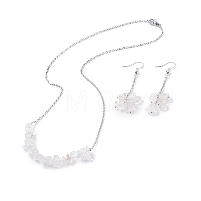 Natural Quartz Crystal Chips Beaded Jewelry Set SJEW-JS01231-05-1