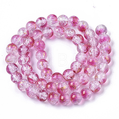 Transparent Spray Painted Crackle Glass Bead Strands GLAA-N035-03C-A04-1