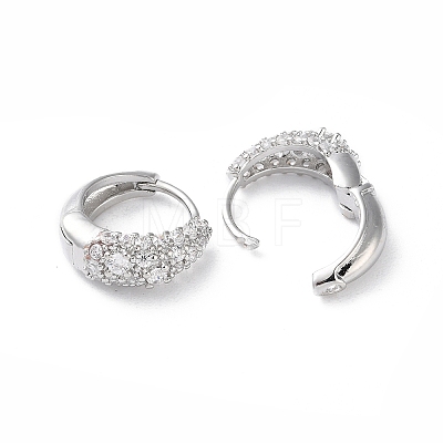 Brass Micro Pave Cubic Zirconia Hoop Earrings EJEW-P259-16P-1