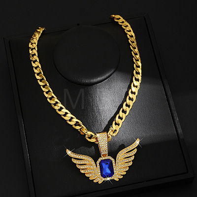 Hip-hop Style Zinc Alloy Crystal Rhinestone Pendant Cuban Link Chain Necklaces FS-WG425B8-05-1