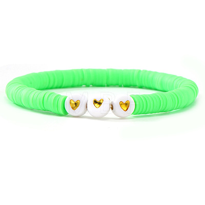 Polymer Clay Heishi Beaded Stretch Bracelets with Acrylic Beads for Daily Wear and Casual Style JO6865-3-1