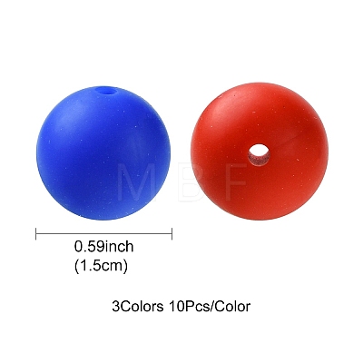 30Pcs 3 Colors Silicone Beads Round Rubber Bead 15MM Loose Spacer Beads for DIY Supplies Jewelry Keychain Making SIL-FS0001-01B-1