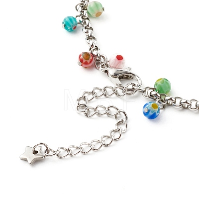 Millefiori Glass Charm Anklets AJEW-AN00441-1