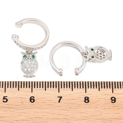 Owl Brass Micro Pave Cubic Zirconia Cuff Earrings EJEW-Z164-01P-1