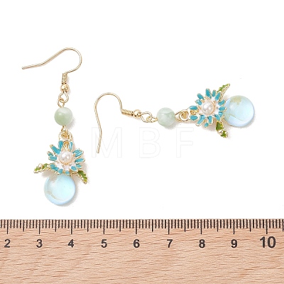 Flower Alloy Enamel Dangle Earrings EJEW-JE06973-1