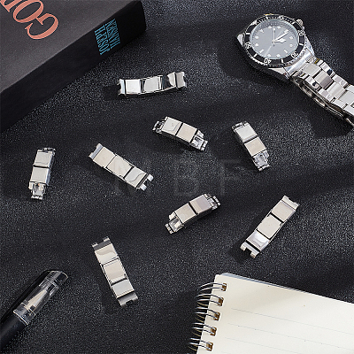 20 Sets 2 Styles Rectangle 201 Stainless Steel Watch Band Clasps STAS-DC0011-60-1
